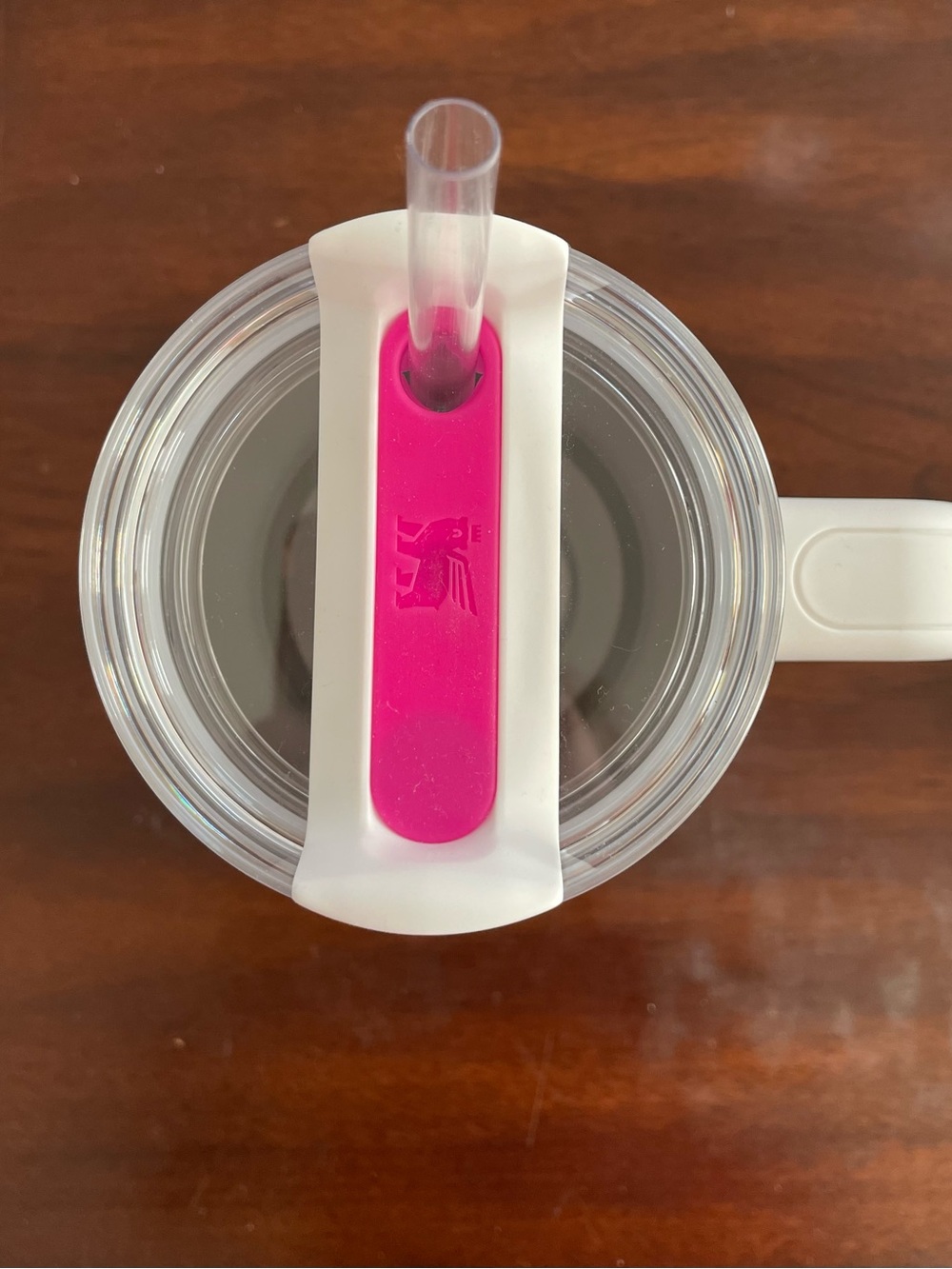 Stanley 20 ounce White Insulated Tumbler with Pink Logo and Handle - Picture 3 of 3